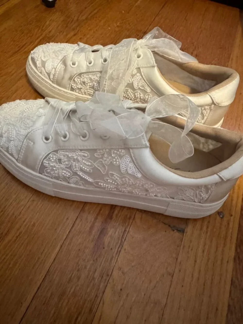 Betsey Johnson Ivory Bridal Sneakers – Size 10